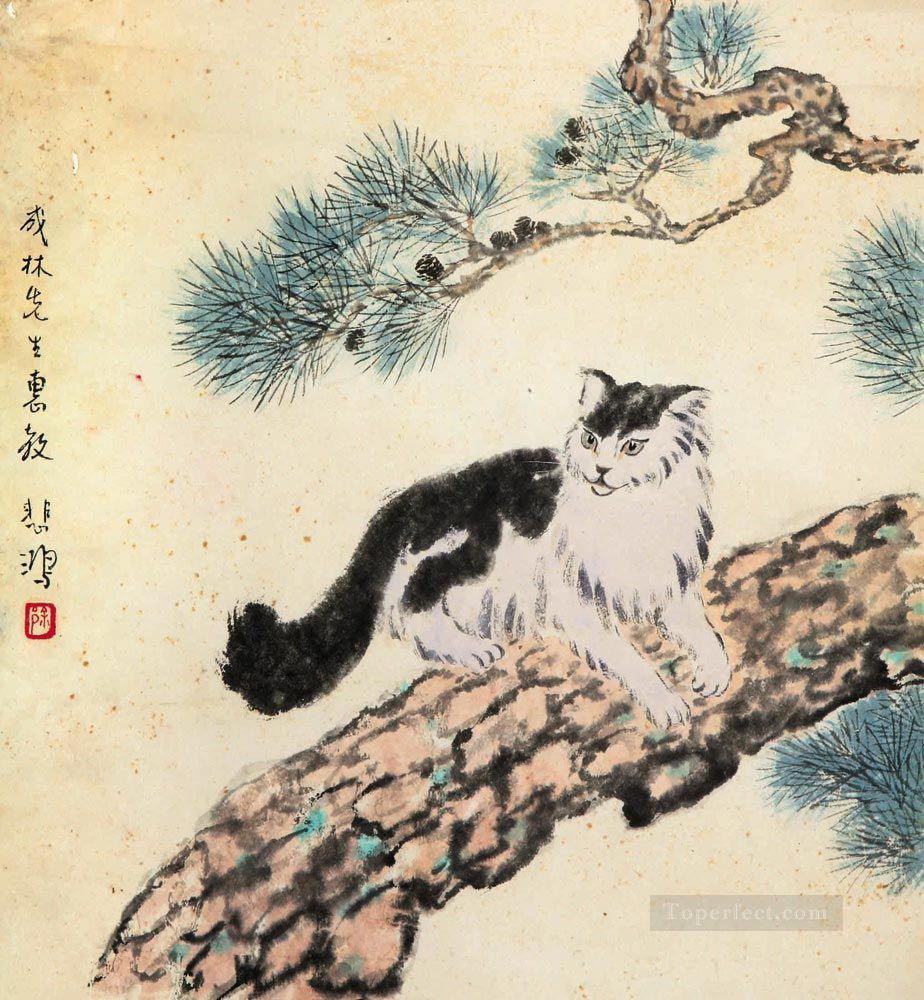 Xu Beihong cat old Chinese Oil Paintings